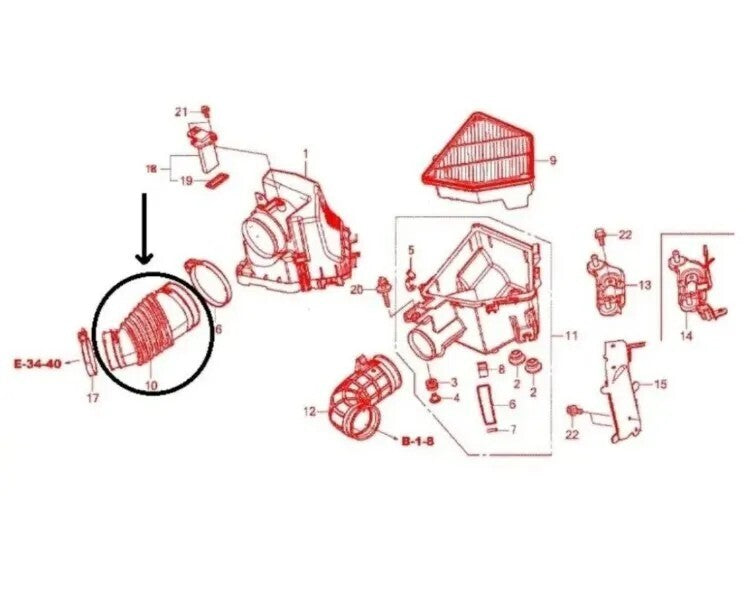 FOR HONDA CRV CR-V 2015-2018 DIESEL AIR BOX TO TURBO AIR INTAKE HOSE PIPE TUBE