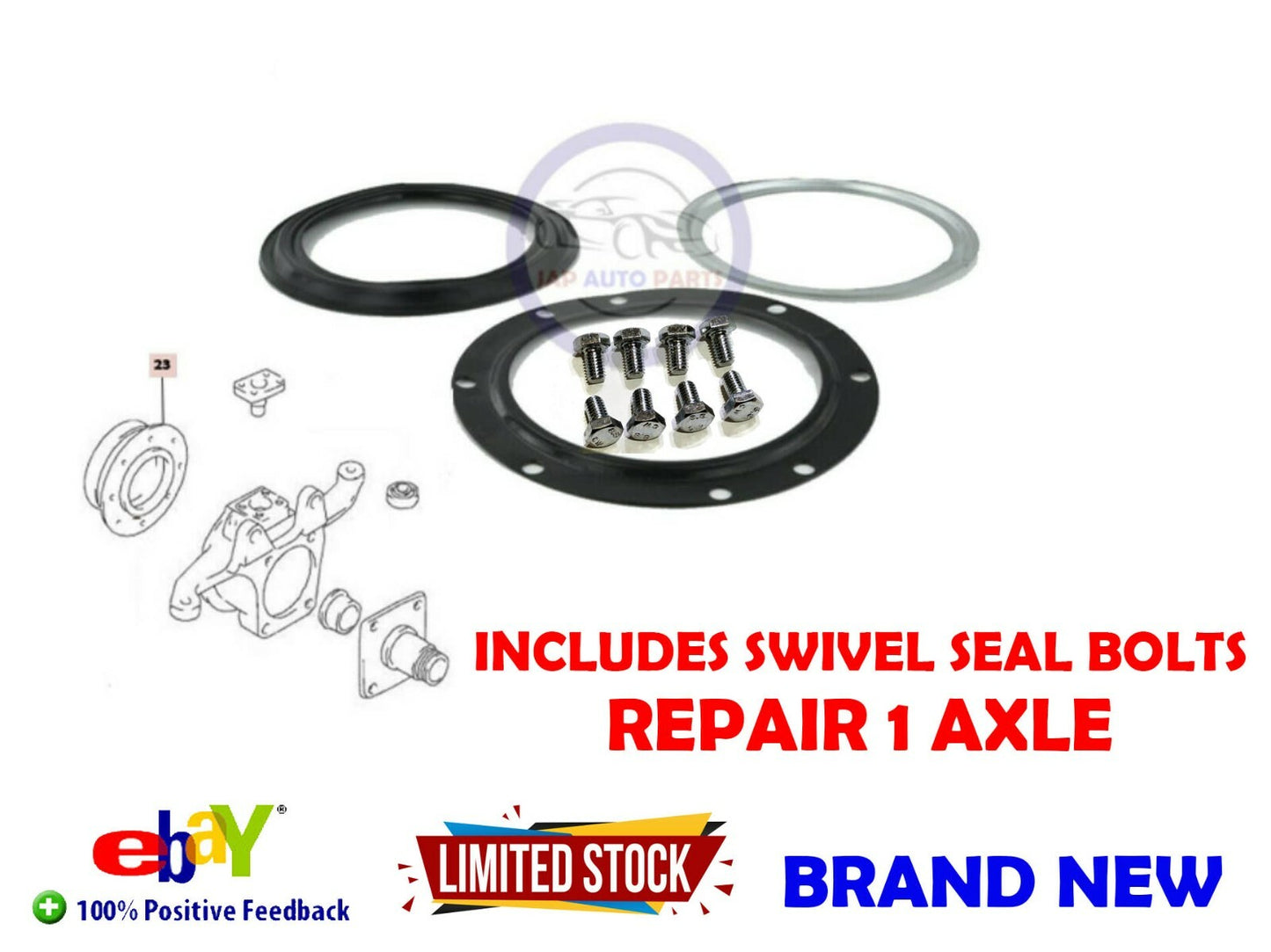 FOR SUZUKI JIMNY FRONT SWIVEL KNUCKLE AXLE JOINT HUB SEAL - INCLUDES BOLTS - NEW
