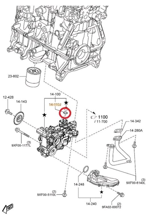For Mazda 6 GJ CX5 3 2.2 Diesel Skyactiv 2013-2017 Oil Pump Strainer & O Rings