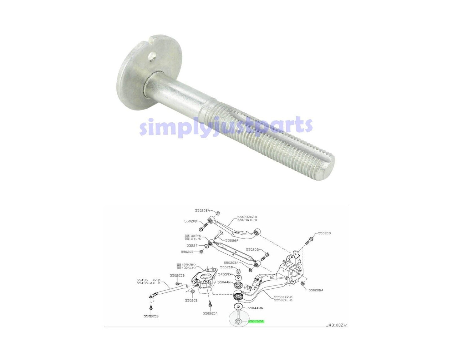 Rear Suspension Eccentric Camber Bolt - L/R - fits Nissan Qashqai, X-Trail x1