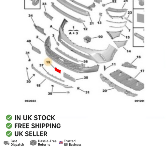 For Vauxhall Mokka 2020-On Front Bumper Centre Recess Cover Trim 9835269280