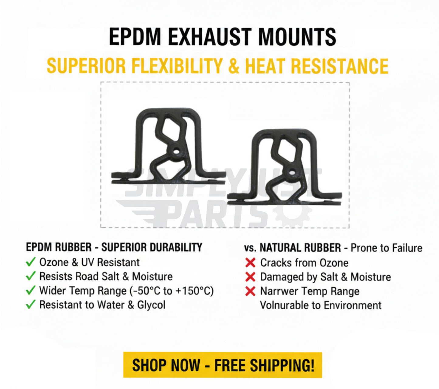 Exhaust Hanger Rubber Mount EPDM fits BMW 3 Series E36/46 M3, M5- 18201401797 x2