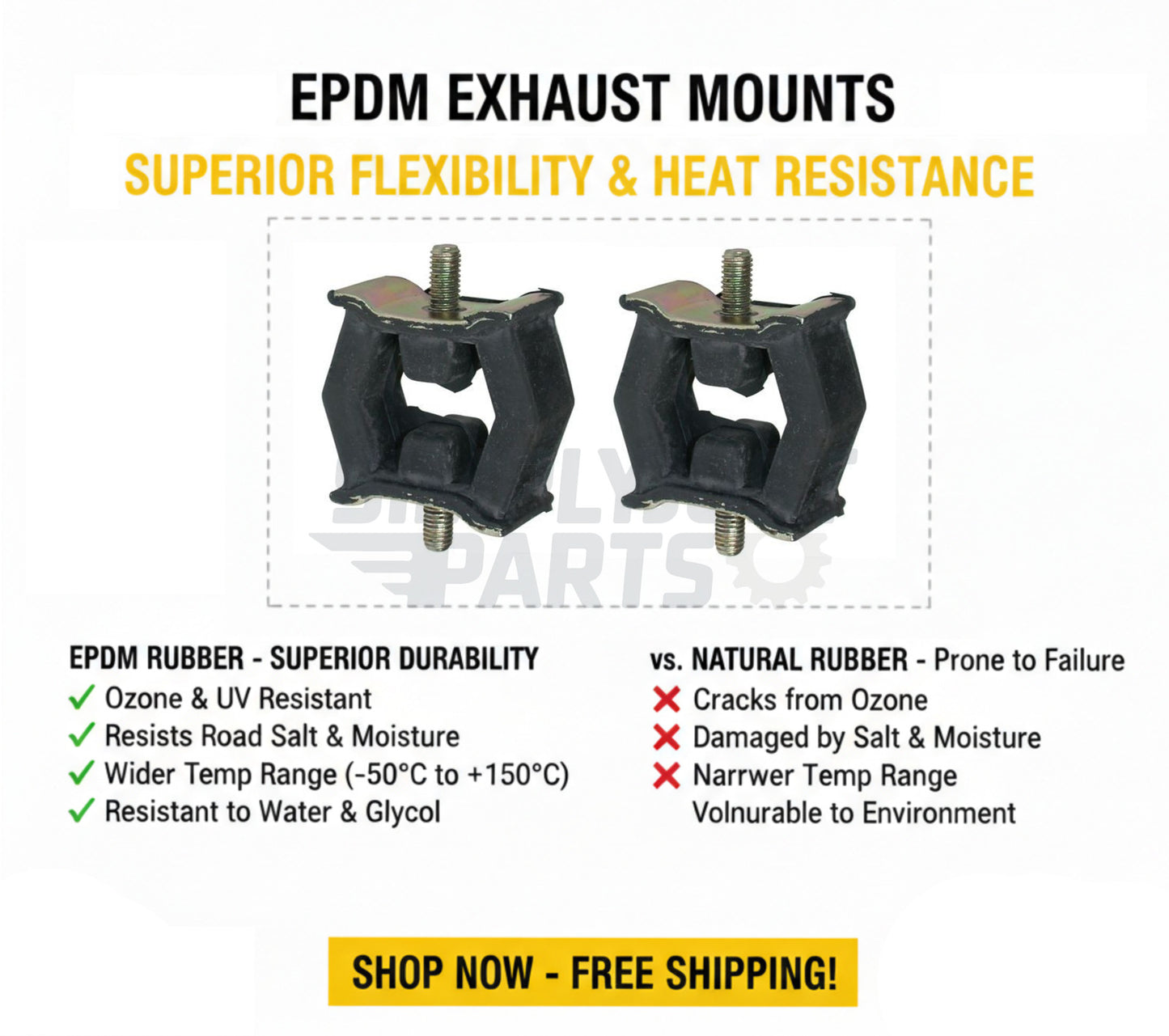 Exhaust Hanger Rubber Mount For BMW 3 Series, 5 Series, Z4 - 18211437236 - PAIR