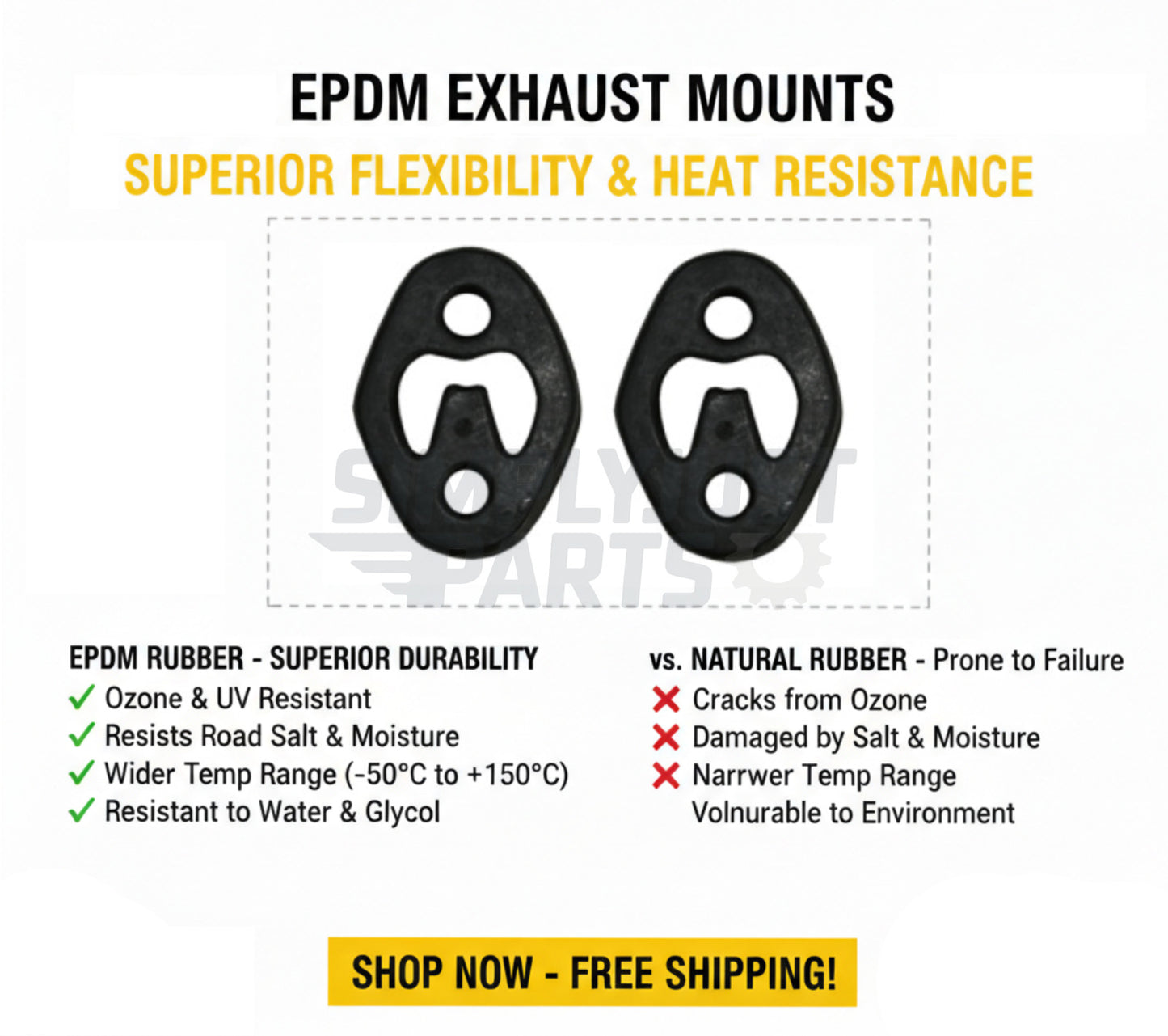 Exhaust Mount Rubber Hanger EPDM fits Ford Fiesta, Galaxy, Mondeo, S-Max   x2