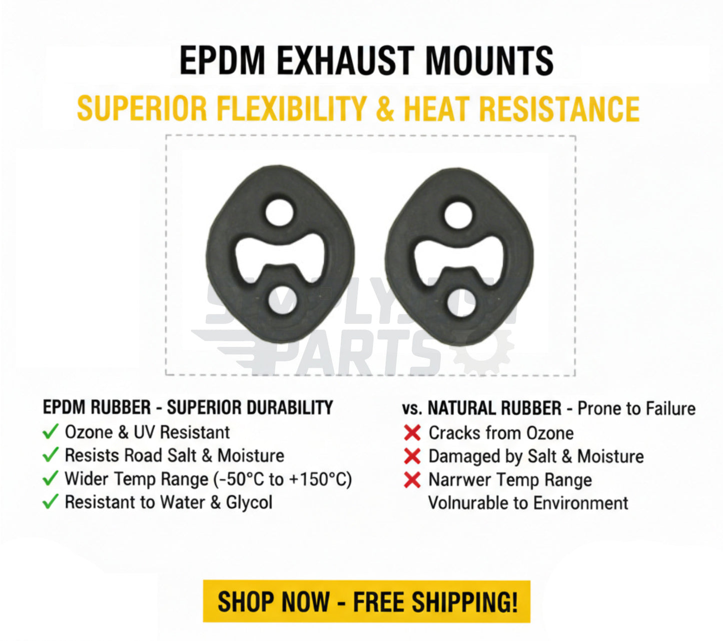 Exhaust Mount Rubber Hanger EPDM Land Rover Freelander 2 Range Rover Evoque x2