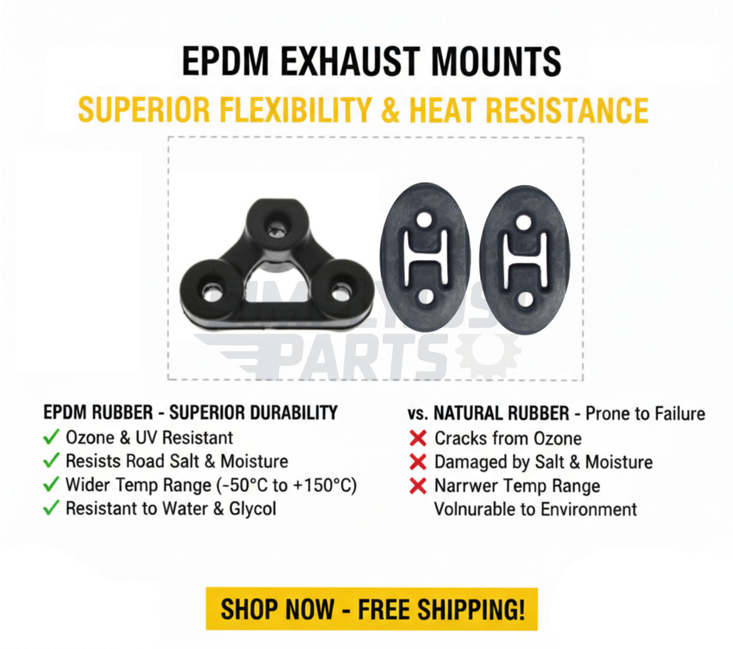 Set of 3 Exhaust Pipe Hanger Mount EPDM Rubber Honda Civic Type R EP3 Sport EP2