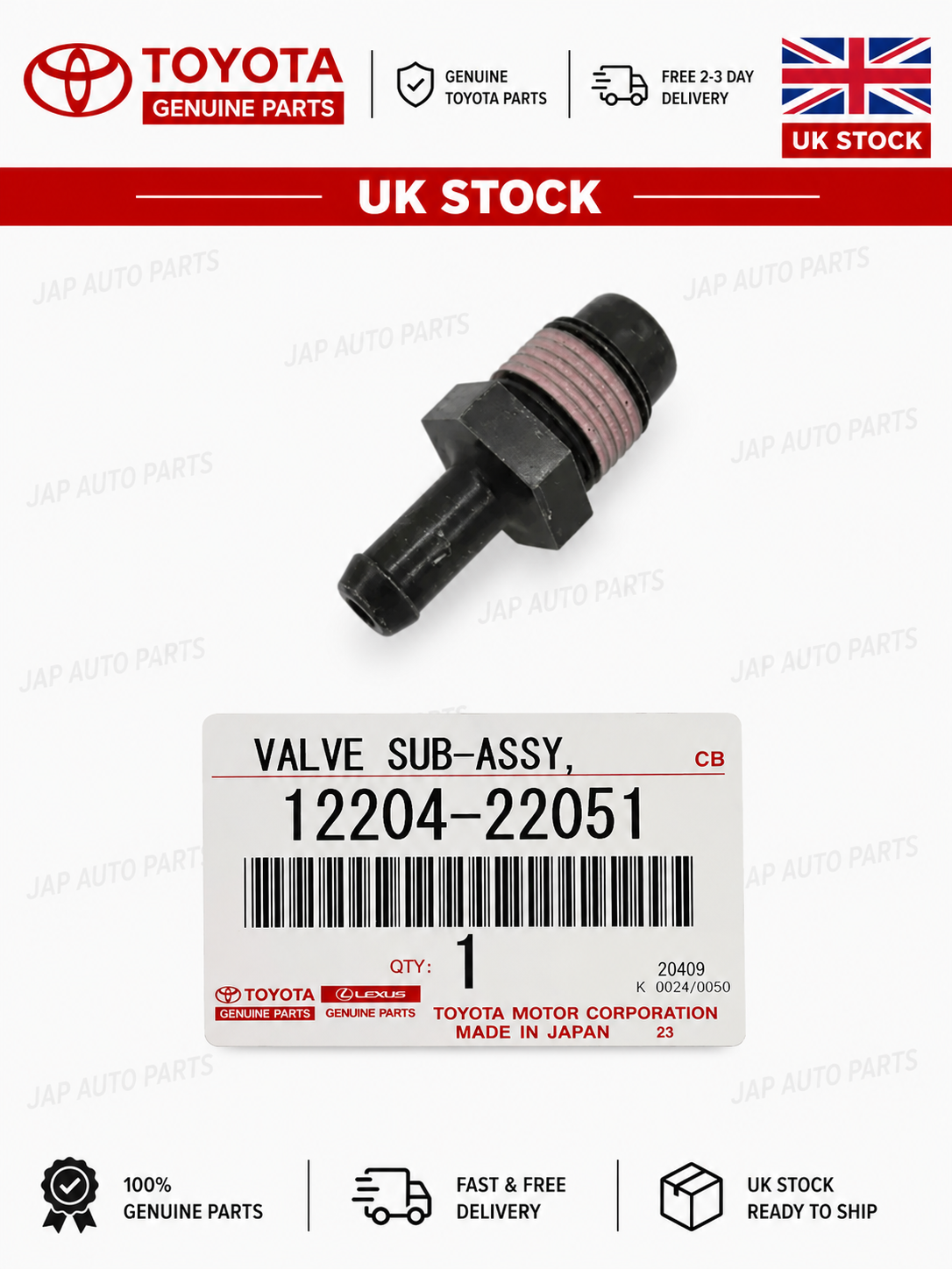 Genuine PCV Valve 12204-22051 For Toyota MR2 MR-S ZZW30 VVTi
