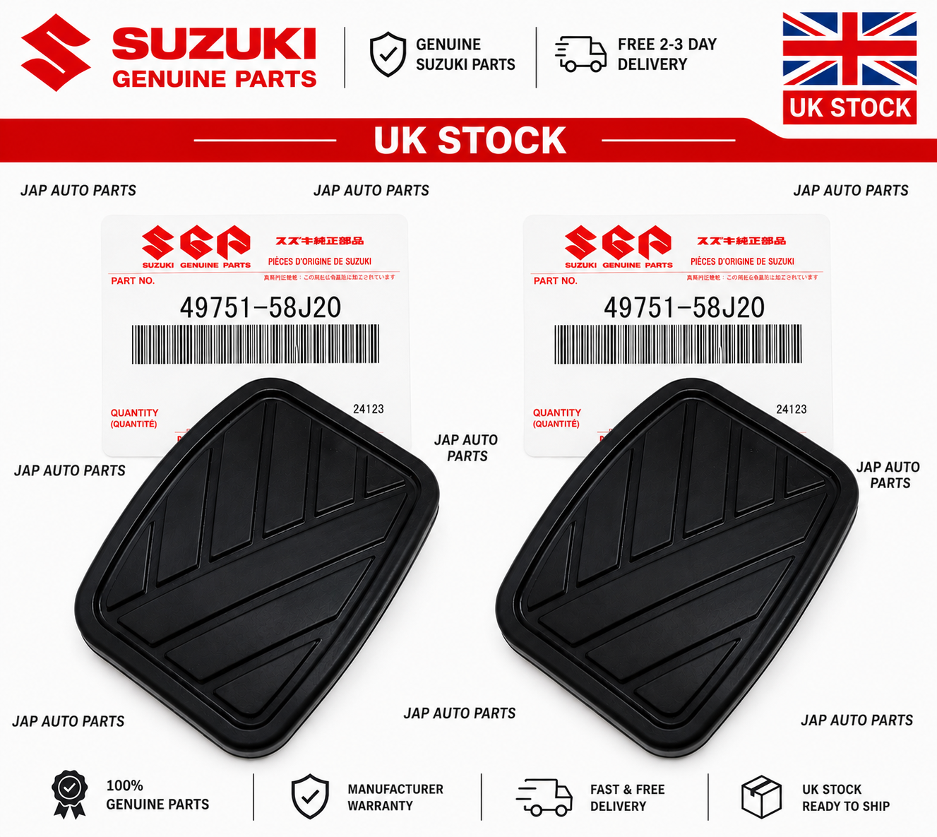 Genuine Brake & Clutch Pedal Rubbers For Suzuki Swift Jimny SX4 GV Vitara