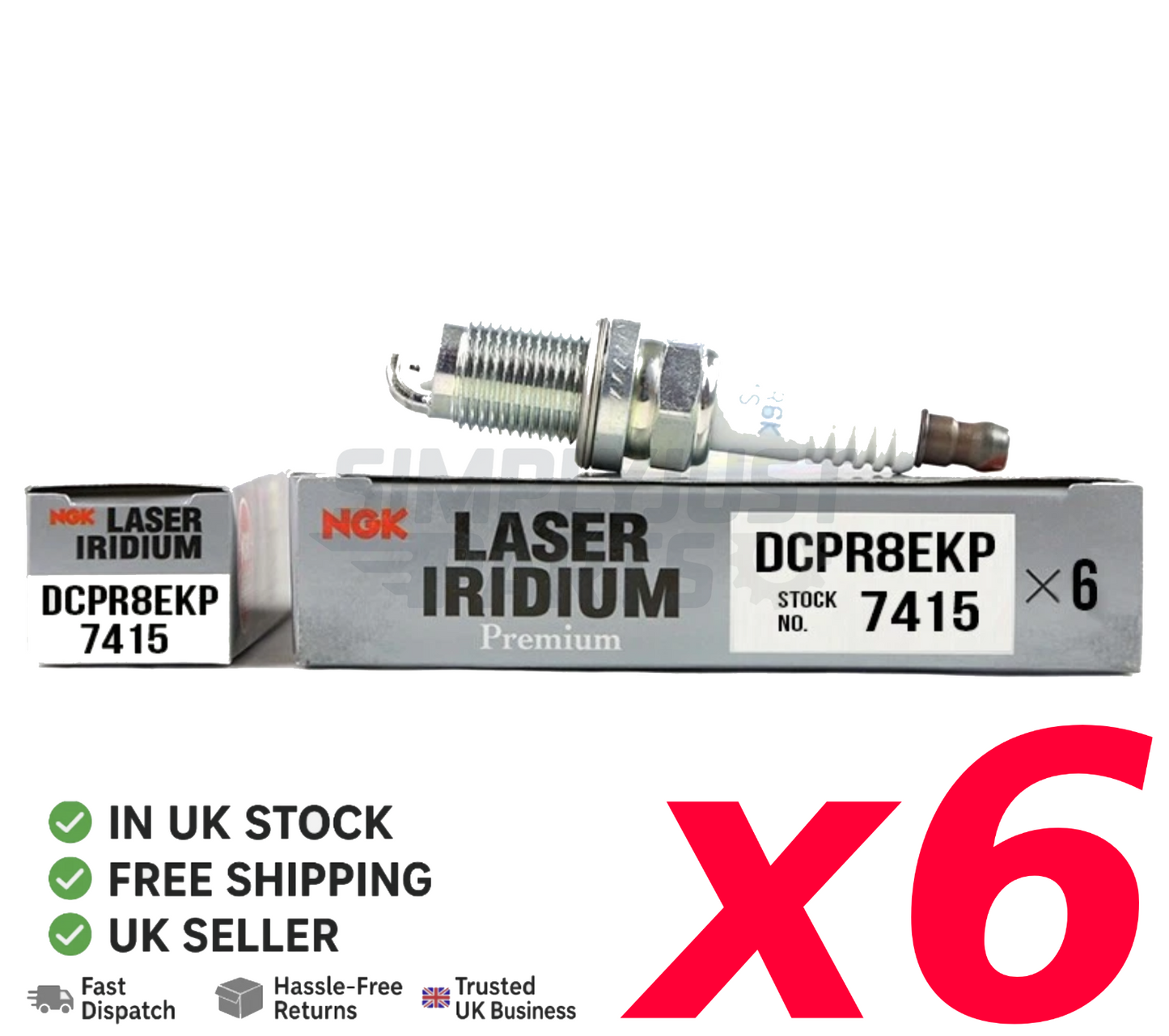 GENUINE NGK LASER PLATINUM SPARK PLUGS x 6 - DCPR8EKP / 7415