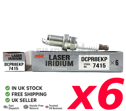 GENUINE NGK LASER PLATINUM SPARK PLUGS x 6 - DCPR8EKP / 7415