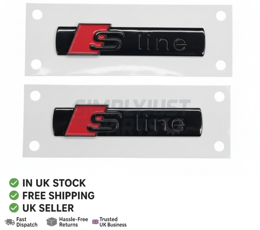 NEW 2 x Audi S Line Badge Fender Wing S Line Badges Gloss Black UK