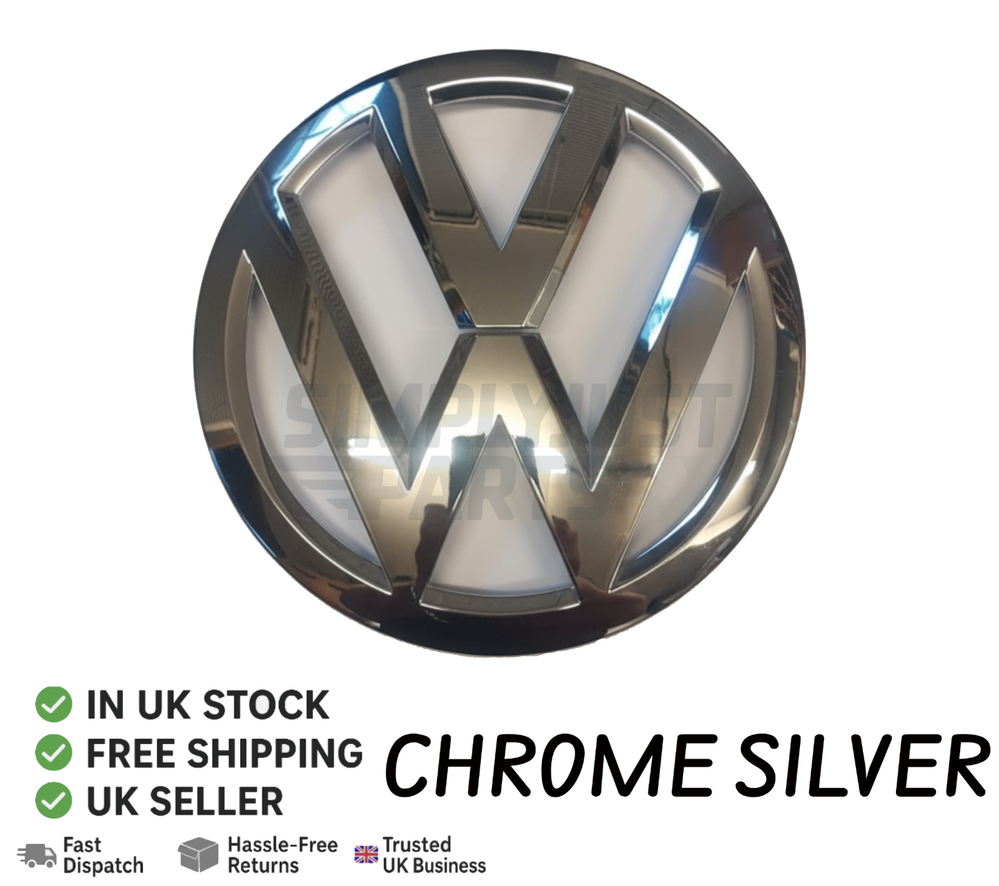 FOR VW TRANSPORTER T5 T6 T6.1 CHROME SILVER GRILLE BADGE 2015-2024 7E0853601E