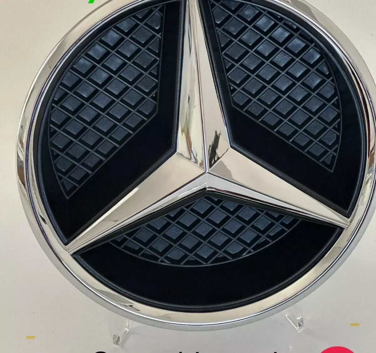 2PCS GRILLE CHROME STAR BADGE &BASE for MERCEDES A,C,B,GLA,GLK,CLA,CLS,ML,E,SLK