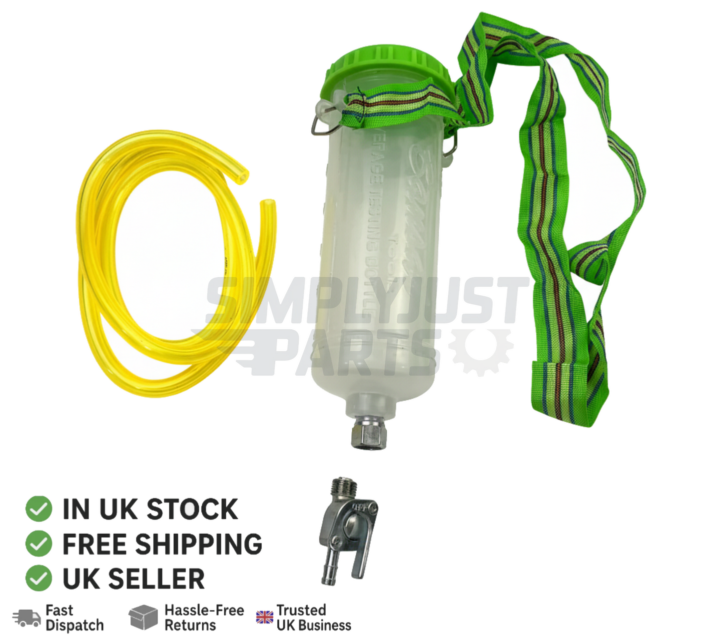 GREEN MOTORBIKE/SCOOTER. AUXILIARY 300ml FUEL/PETROL TANK CARB' BALANCING TOOL