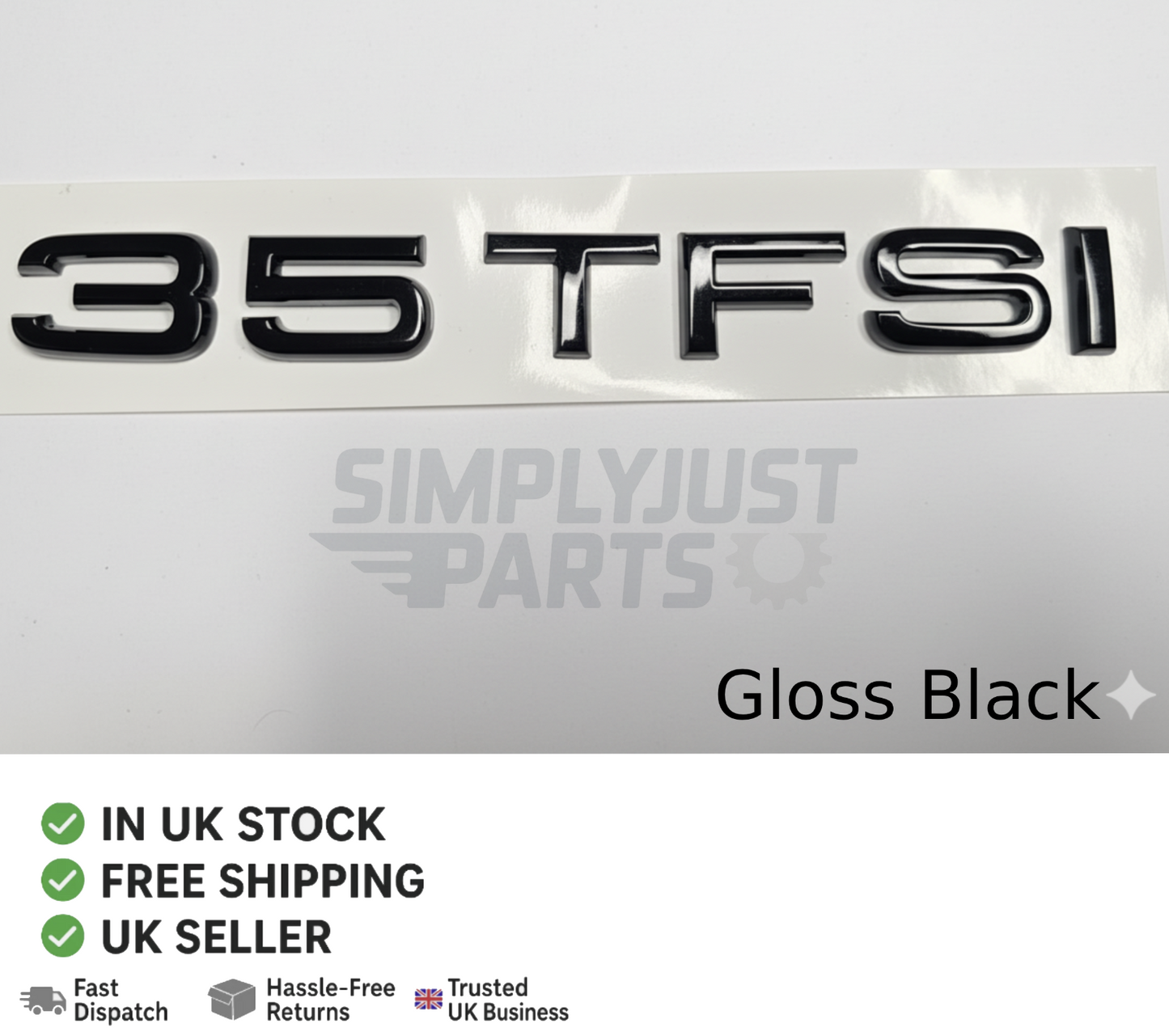 Audi 35 TFSI Gloss Black Badge Logo Emblem A1 A3 A4 A5 A6 A7 Q2 Q3 Q4 Q5 Q7 Q8
