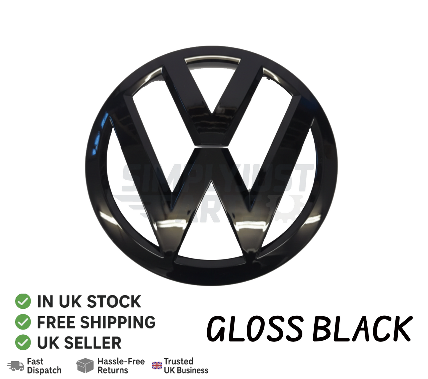 FOR VW TRANSPORTER T5 T6 T6.1 GLOSS BLACK GRILLE BADGE 2015-2024 7E0853601E