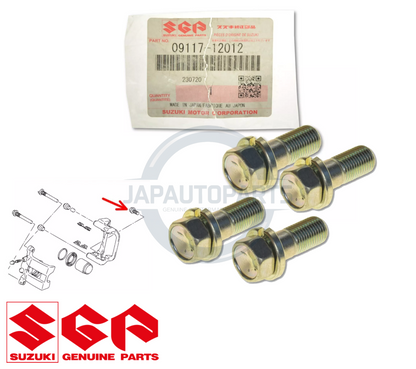 Genuine 4x FRONT Brake Caliper Pad Carrier Bolt for Suzuki Jimny 09117-12012 NEW