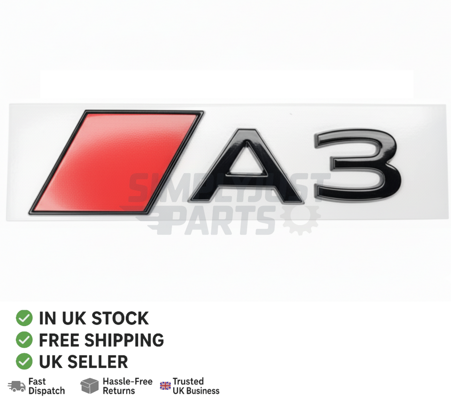 2024+ A3 Gloss Black Logo Badge Car Rear Boot Emblem **New Style**