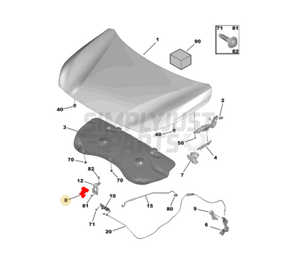 Genuine Vauxhall Corsa F Peugeot 208 Bonnet Hook Release Catch Latch 9823236680-