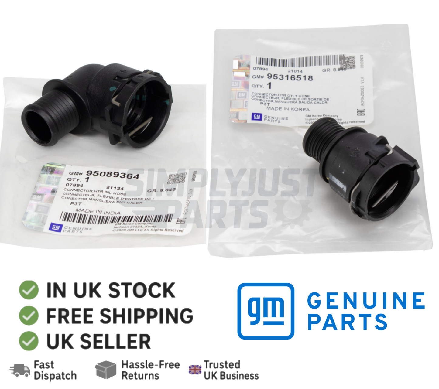 Genuine Vauxhall Mokka & Mokka X Heater Matrix Inlet & Outlet Hose Connectors