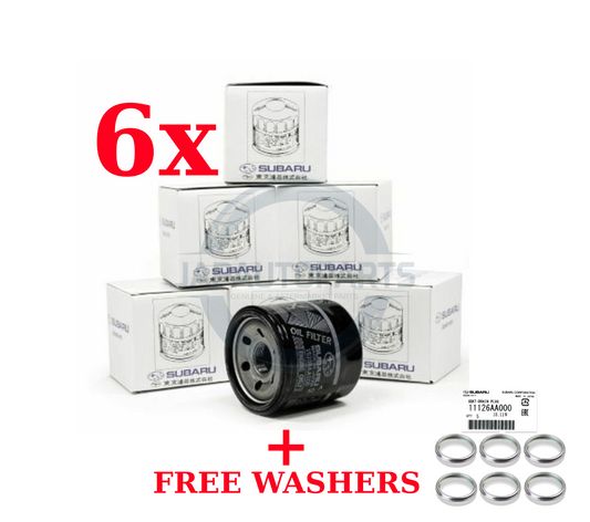 6x GENUINE JDM BLACK OIL FILTER FITS: IMPREZA WRX STI LEGACY FORESTER 15208AA100