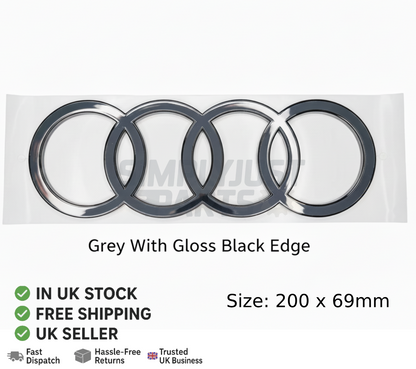 2025 AUDI Q7 REAR BOOT BADGE Logo Rings Emblem BLACK/GREY **NEW**