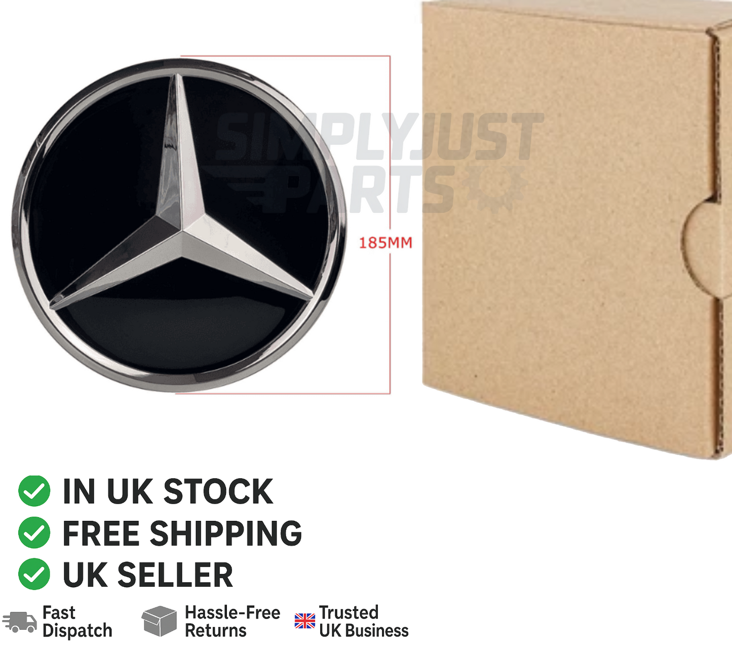MERCEDES BENZ CHROME FRONT GRILL BADGE FITS A B & C CLASS W177 W118 W205 W247