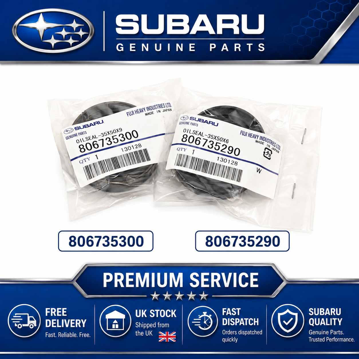 Genuine Front Driveshaft Seals For Subaru Impreza 04-22 WRX STi 5 6 Speed